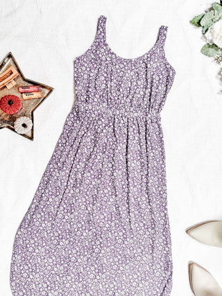 Reagan Ribbed Midi Dress - Lavender Floral FINAL SALE