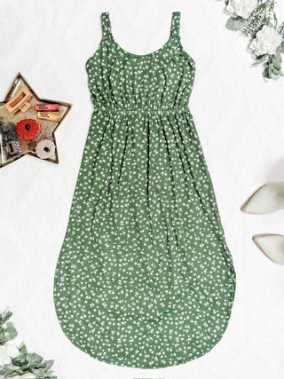 Reagan Ribbed Midi Dress - Olive Floral FINAL SALE