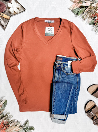 Leah Long Sleeve Top - Pumpkin FINAL SALE