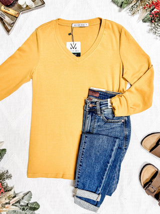 Leah Long Sleeve Top - Mustard FINAL SALE