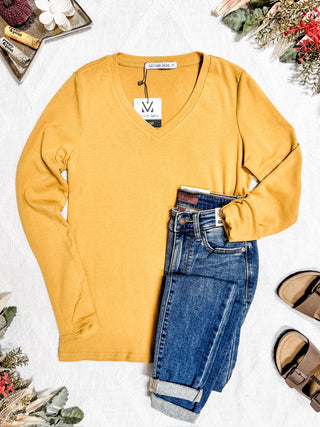 Leah Long Sleeve Top - Mustard FINAL SALE