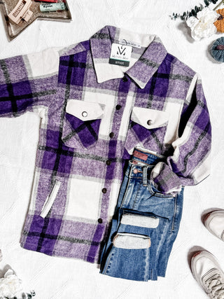 Norah Plaid Shacket - Purple Mix