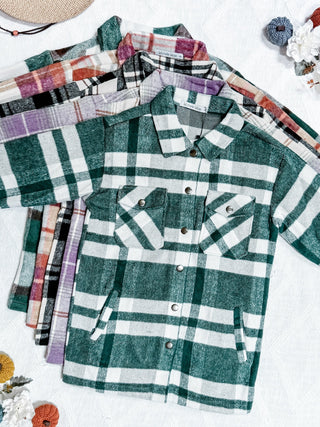 Norah Plaid Shacket - Classic Green and Grey Mix