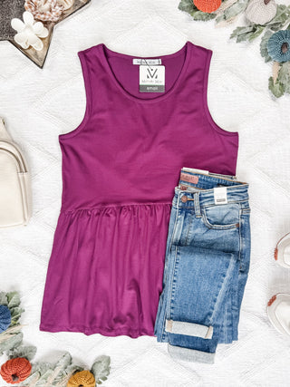 Renee Ruffle Tank - Dark Purple FINAL SALE