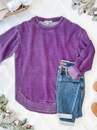 Vintage Wash Pullover - Purple