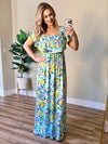 Michelle Mae Oakley Off The Shoulder Maxi Dress - Mint Floral
