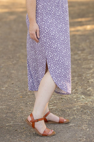 Reagan Ribbed Midi Dress - Lavender Floral FINAL SALE