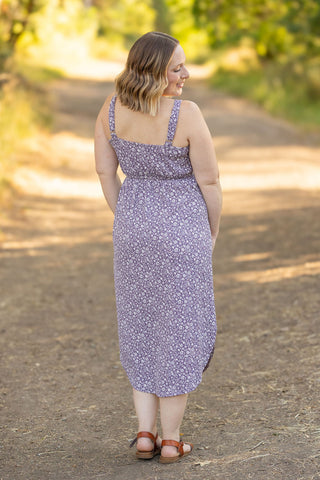 Reagan Ribbed Midi Dress - Lavender Floral