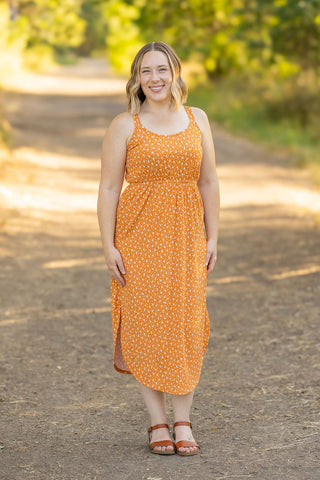 Reagan Ribbed Midi Dress - Pumpkin Floral FINAL SALE