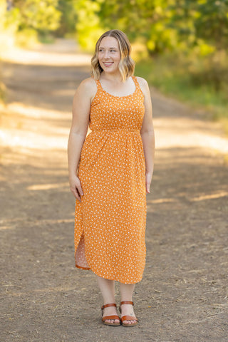 Reagan Ribbed Midi Dress - Pumpkin Floral FINAL SALE