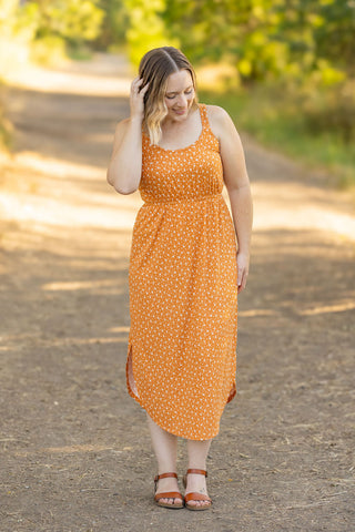 Reagan Ribbed Midi Dress - Pumpkin Floral FINAL SALE