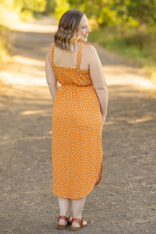 Reagan Ribbed Midi Dress - Pumpkin Floral FINAL SALE