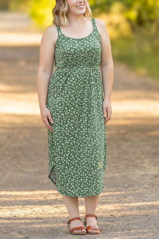 Reagan Ribbed Midi Dress - Olive Floral FINAL SALE