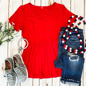 Michelle Mae Sarah Ruffle Top - Red