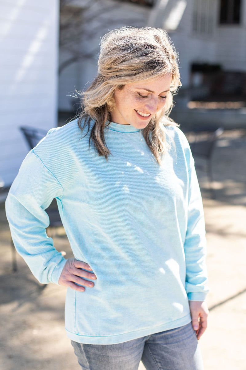 Michelle Mae Catherine Corded Pullover - Ocean Blue