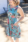 Michelle Mae Kelsey Tank Dress - Dusty Blue Floral