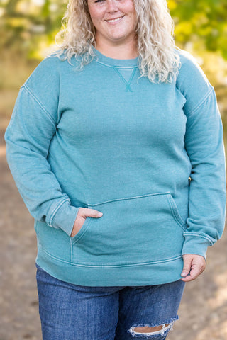 Vintage Wash Pocket Pullover - Teal