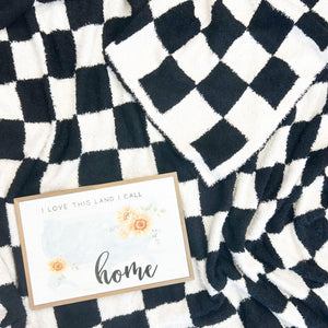 Michelle Mae Checkered Plush Blanket - Black