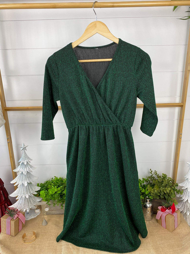 Michelle Mae Taylor Dress - Hunter Green Sparkle FINAL SALE