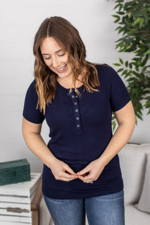 Michelle Mae Brinley Button Top - Navy