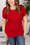 Michelle Mae Brinley Button Top - Red FINAL SALE