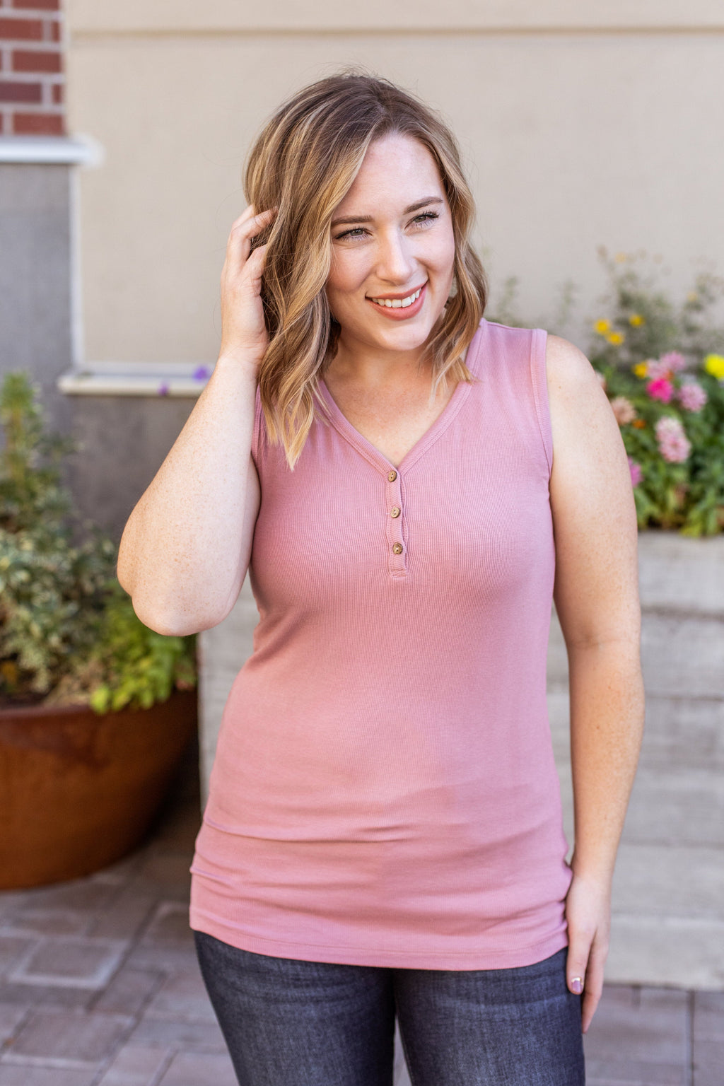 Michelle Mae Addison Henley Tank - Rose - Ella Lane Our is the softest base layering piece you’ll ever feel!