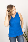 Michelle Mae Addison Henley Tank - Blue - Ella Lane Our is the softest base layering piece you’ll ever feel!