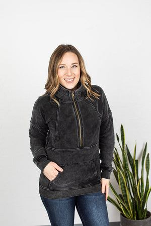 Michelle Mae Vintage Wash HalfZip - Black - Ella Lane This vintage wash halfzip is beyond soft and the fit perfect!