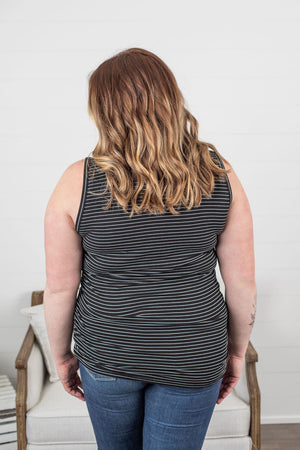 Michelle Mae Addison Henley Tank - Charcoal w/White Stripes - Ella Lane Our is the softest base layering piece you’ll