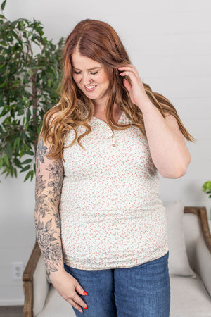 Michelle Mae Addison Henley Tank - Cream Micro Floral - Ella Lane Our is the softest base layering piece you’ll ever
