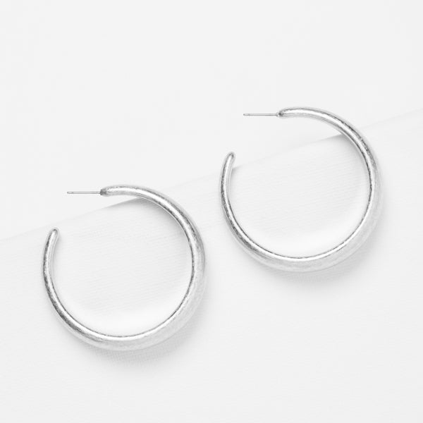 Tonya Earrings - Ella Lane Matte silver hoops. 2 0.256 oz.