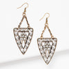 Gwendolyn Earrings - Ella Lane Crystal encrusted antique gold triangles. 3.5 0.423 oz.
