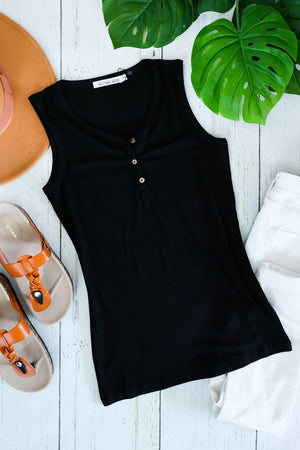 Michelle Mae Addison Henley Tank - Black - Ella Lane Our is the softest base layering piece you’ll ever feel!