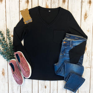 Michelle Mae Hadley Long Sleeve - Black - Ella Lane The perfect long sleeve pocket top! Amazing fabric that is warm