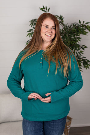 Michelle Mae Harper Long Sleeve Henley - Teal
