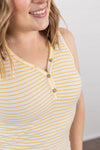 Michelle Mae Addison Henley Tank - Yellow Stripes - Ella Lane Our is the softest base layering piece you’ll ever feel!