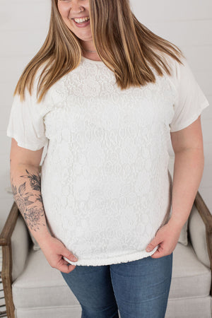 Michelle Mae Juliet Lace Front Tee - White