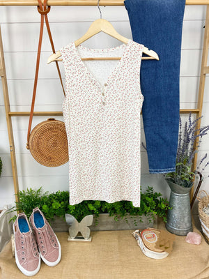 Michelle Mae Addison Henley Tank - Cream Micro Floral - Ella Lane Our is the softest base layering piece you’ll ever