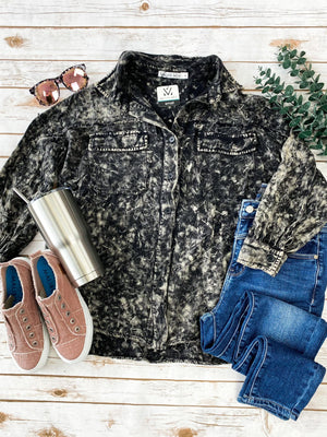 Michelle Mae Amber Acid Wash Button Top