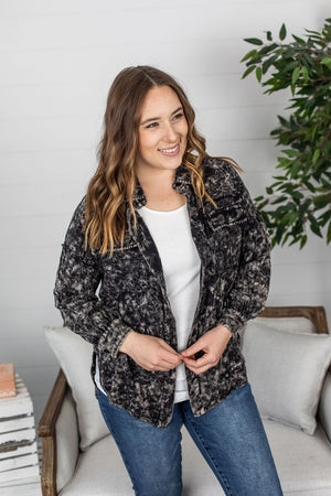 Michelle Mae Amber Acid Wash Button Top