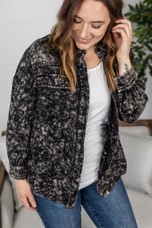 Michelle Mae Amber Acid Wash Button Top