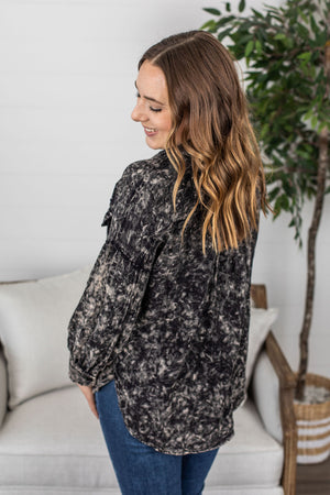 Michelle Mae Amber Acid Wash Button Top