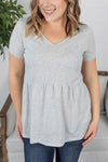 Michelle Mae Sarah Ruffle Top - Light Grey - Ella Lane Sweet, classic and full of fun, is sure to be the perfect fit in
