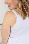 Michelle Mae Lexi Lace Tank - White - Ella Lane Your favorite fabric from our best-selling Addison is back...and now in