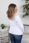 Michelle Mae Hadley Long Sleeve - White - Ella Lane The perfect long sleeve pocket top! Amazing fabric that is warm