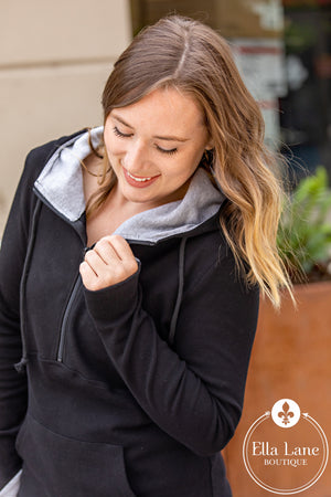 Michelle Mae Classic Halfzip Hoodie - Black