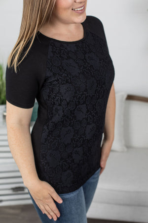 Michelle Mae Juliet Lace Front Tee - Black