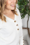 Michelle Mae Brittney Button Sweater - White - Ella Lane is your new bestie! These sweaters are soft as a cloud, have
