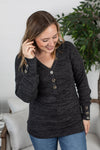Michelle Mae Brittney Button Sweater - Charcoal - Ella Lane is your new bestie! These sweaters are soft as a cloud, have