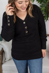Michelle Mae Brittney Button Sweater - Black - Ella Lane is your new bestie! These sweaters are soft as a cloud, have